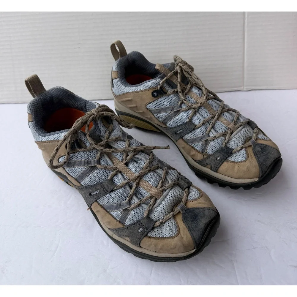 Merrell Siren Tan Gray Vibram Low Top Mesh Lace Up Sport Hiking Sneaker Shoes 9 - Picture 2 of 9